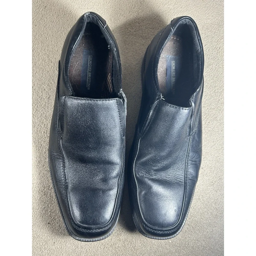 Giorgio Brutini Black Leather Slip-On Square Toe Dress Shoe Loafer Men's Sz 10M